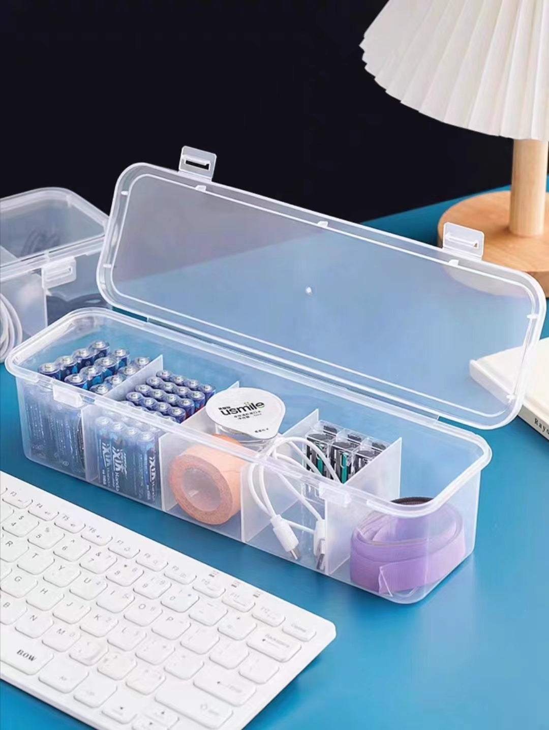 Dust Proof with Cover Multifunctional Transparent Cable Storage Box to Keep Wires Organized