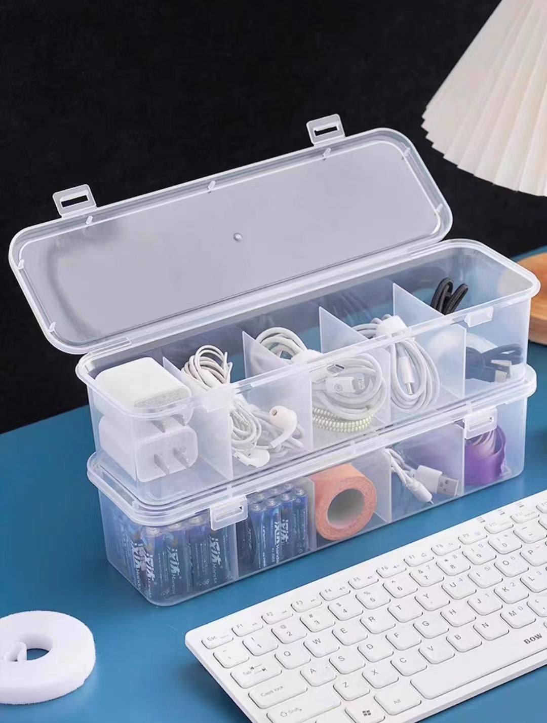 Dust Proof with Cover Multifunctional Transparent Cable Storage Box to Keep Wires Organized