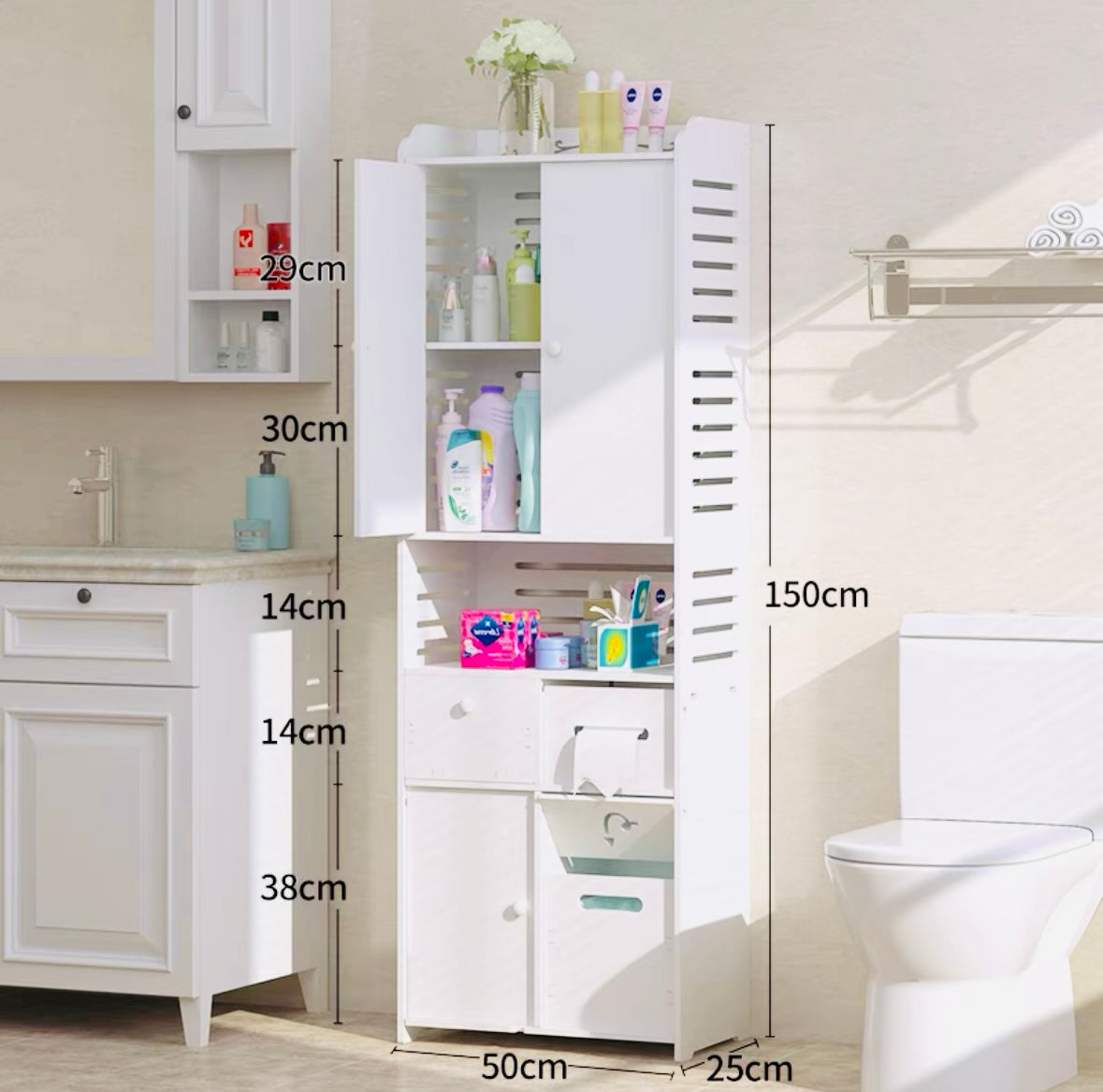 pvc Bathroom storage rack, bathroom storage rack, toilet storage cabinet, toilet side cabinet, bathroom storage cabinet, floor-standing waterproof