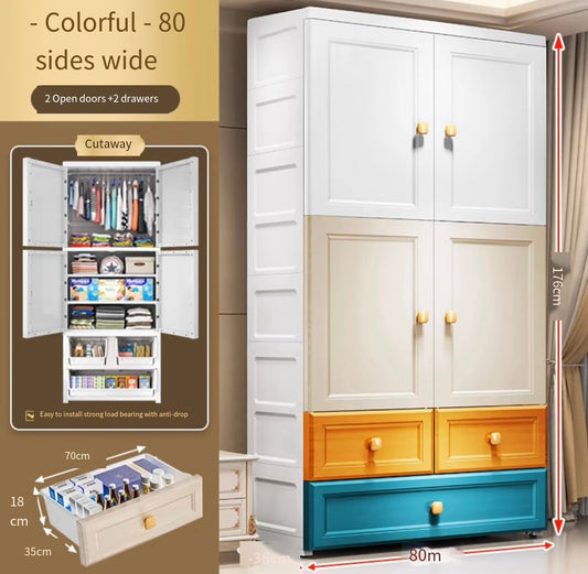 pvc Thickened extra large 80 wide baby wardrobe home children's clothes storage cabinet baby toy storage cabinet simple wardrobe