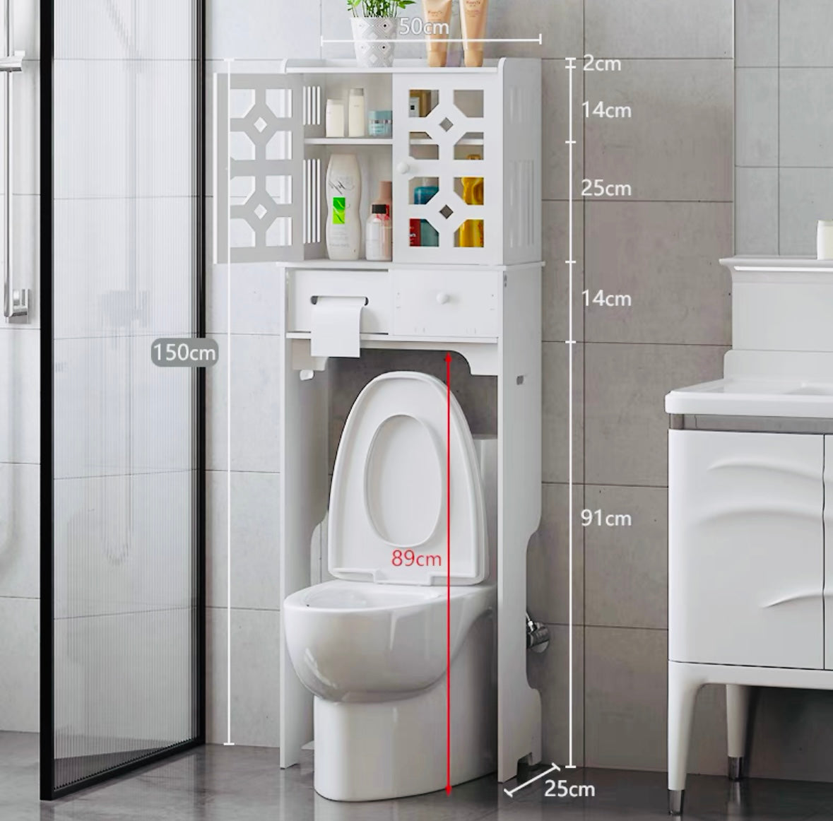 pvc Bathroom storage rack, bathroom storage rack, toilet storage cabinet, toilet side cabinet, bathroom storage cabinet, floor-standing waterproof