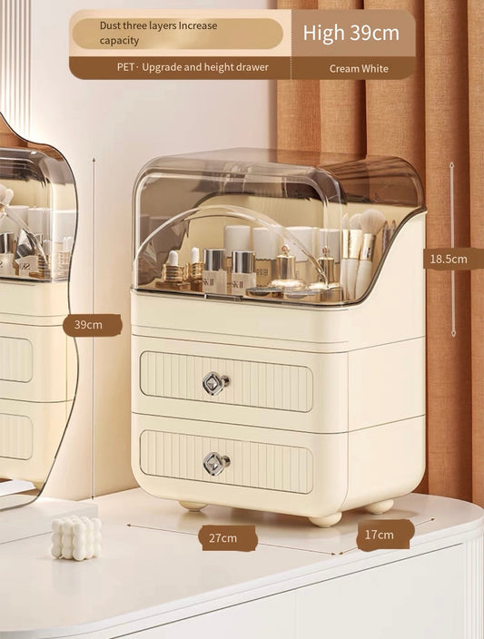 Cosmetic storage box dustproof large capacity desktop advanced light luxury storage box skin care dressing table new storage rack