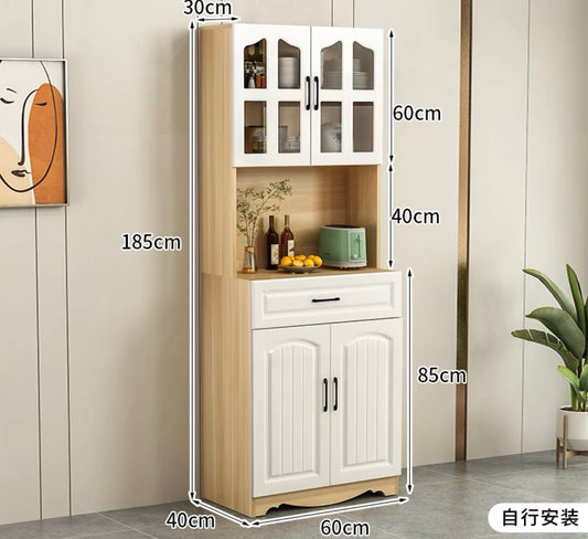 pvc Dining kitchen side cabinet custom-made light luxury simple modern walnut living room wall multi-functional storage cabinet side cabinet storage