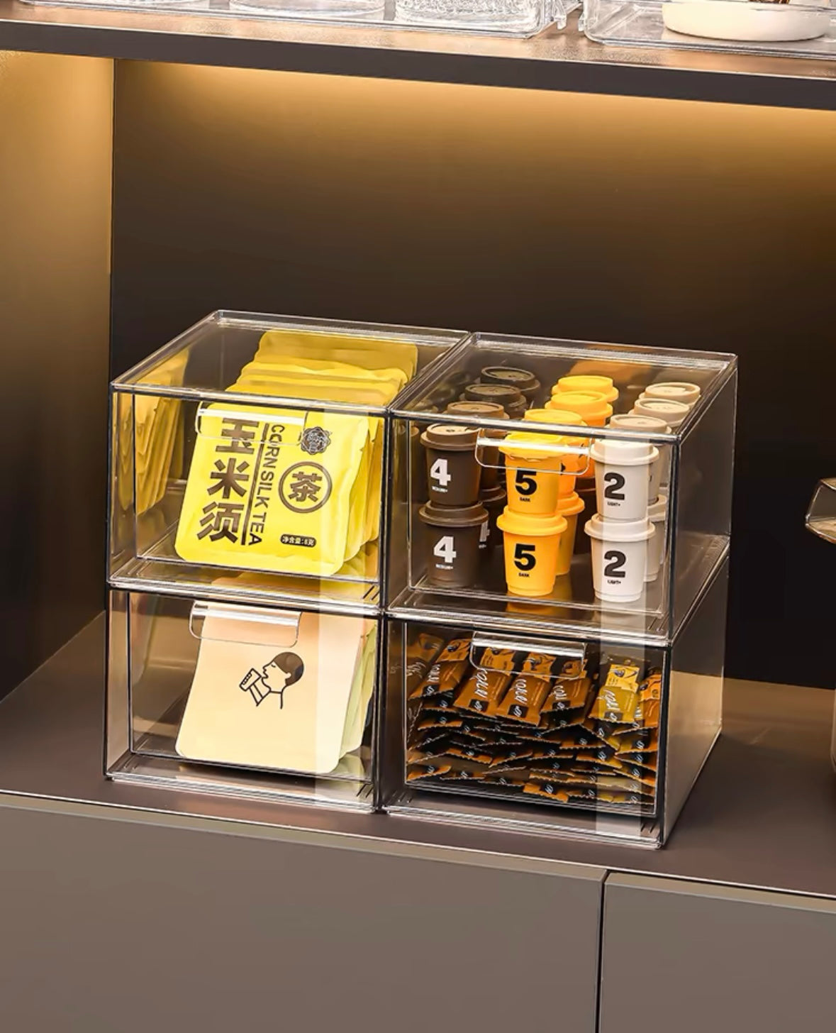 Tea bag storage box office tea room coffee snacks acrylic display stand desktop tea set tea storage box