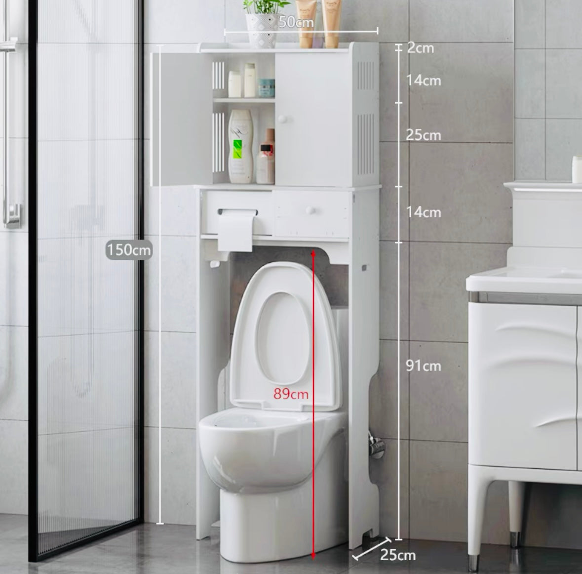 pvc Bathroom storage rack, bathroom storage rack, toilet storage cabinet, toilet side cabinet, bathroom storage cabinet, floor-standing waterproof