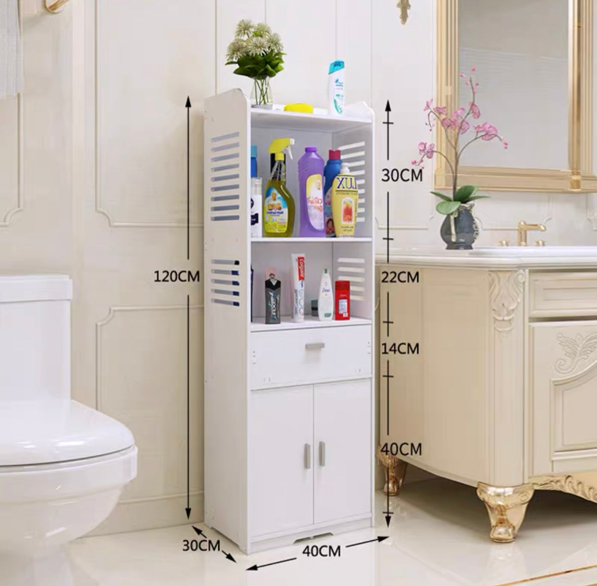 pvc Bathroom toilet storage rack floor-standing toilet toilet side cabinet bathroom storage storage rack washbasin rack waterproof