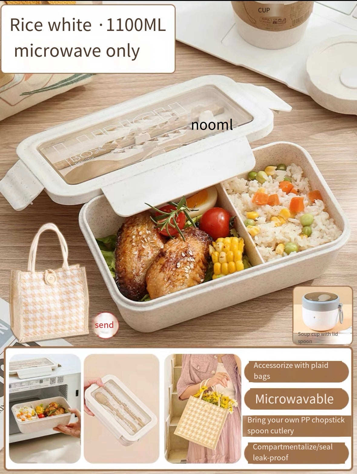 Fresh-keeping box lunch box with lid can be heated in microwave oven for office workers to bring food and sealed food grade lunch box plastic