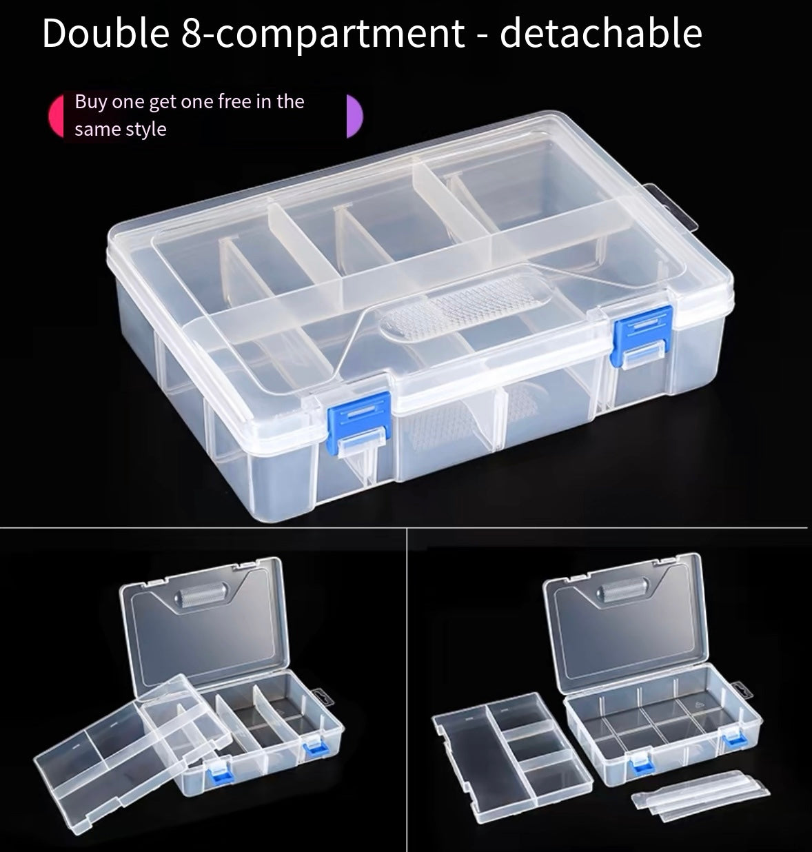 screw storage box plastic transparent classification grid tool electronic component sample box