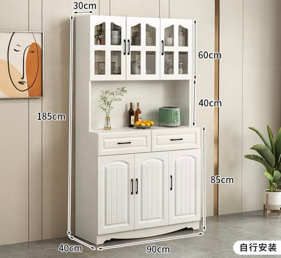 pvc Dining kitchen side cabinet custom-made light luxury simple modern walnut living room wall multi-functional storage cabinet side cabinet storage