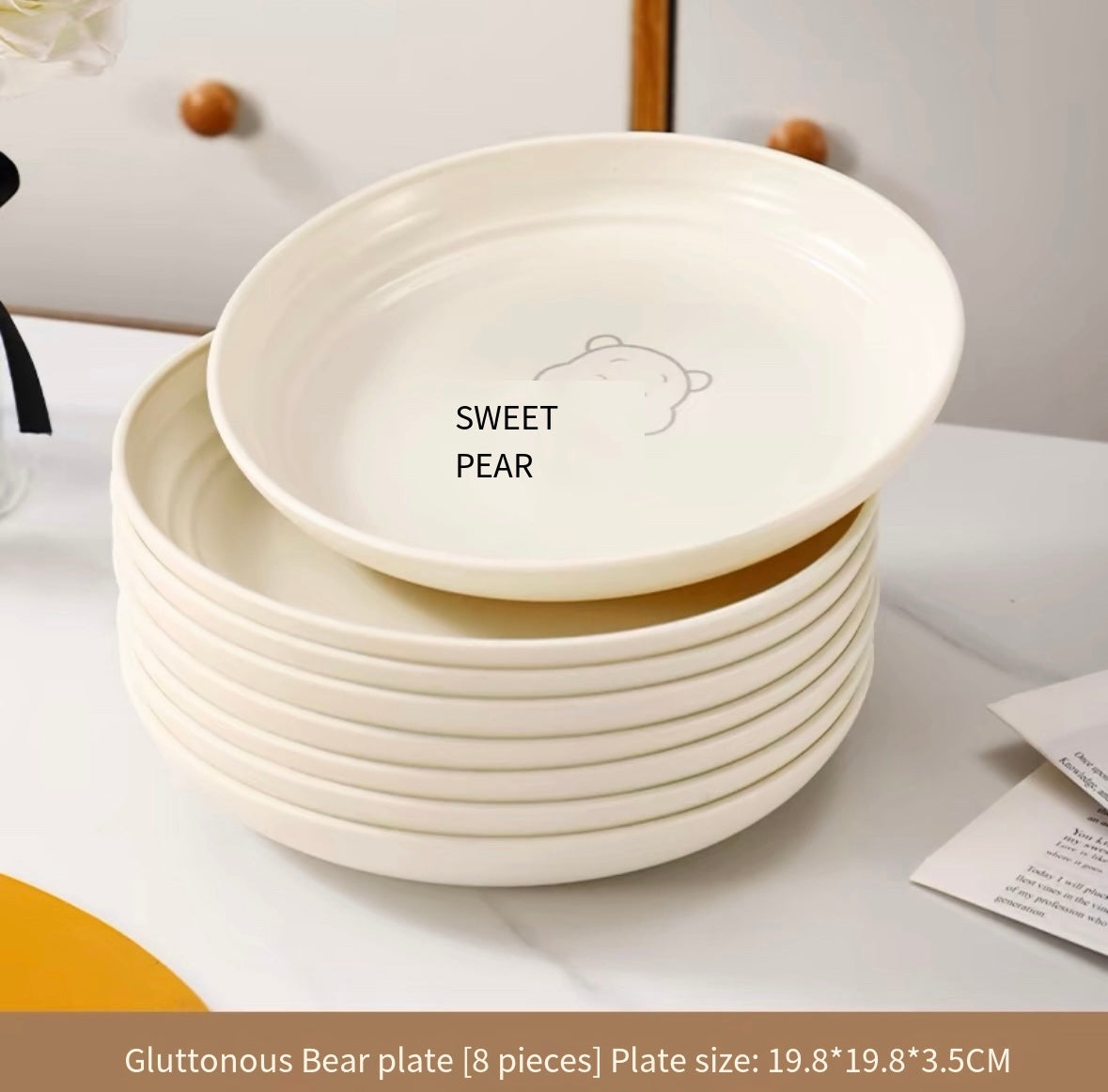 Plastic round plate household 2024 new dinner plate dish plate high-grade breakfast plate high temperature resistant cake snack plate