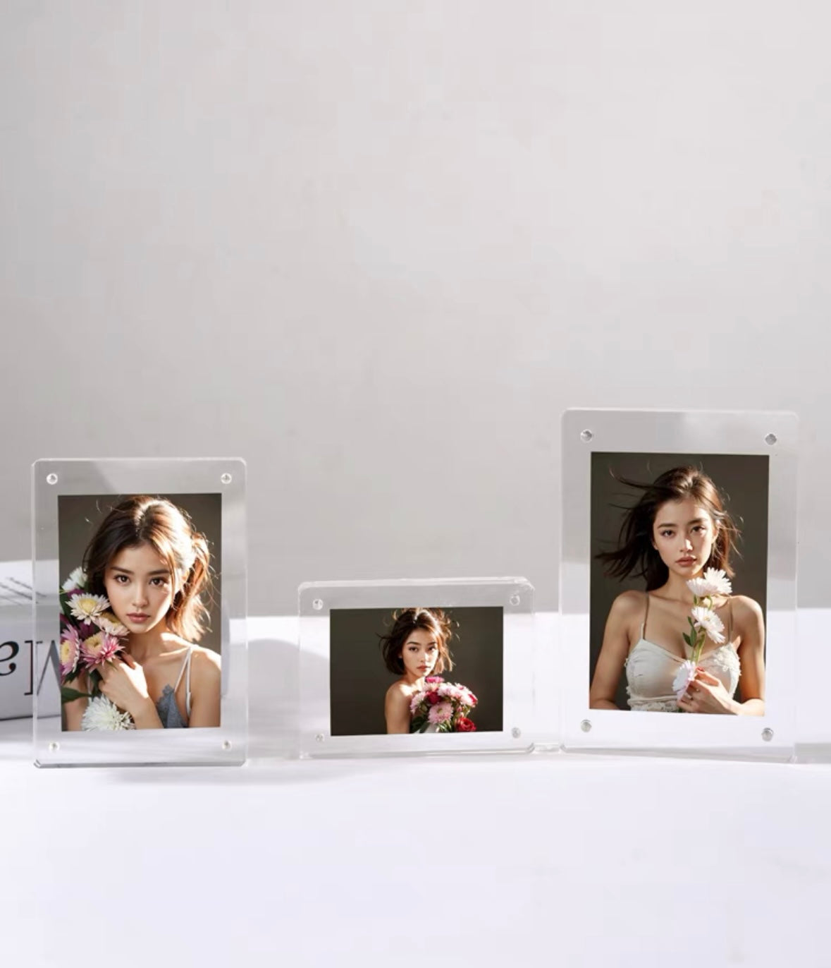 Acrylic double-sided transparent photo frame display table magnetic Polaroid crystal photo 5 6 7 inch 86 creative small ornaments