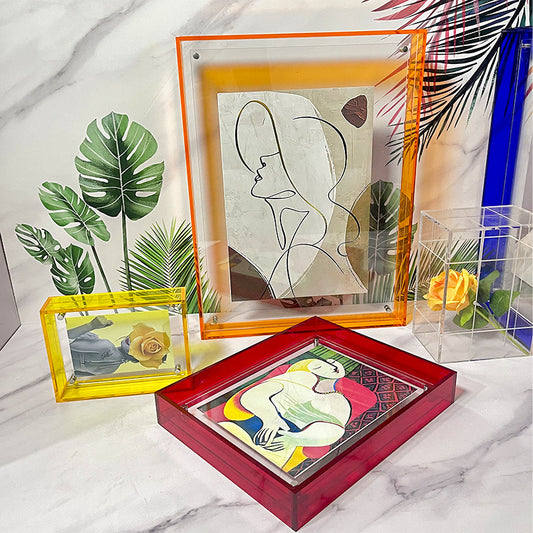 Acrylic transparent colorful edge floating photo frame table transparent poster photo frame painting ins picture frame frame