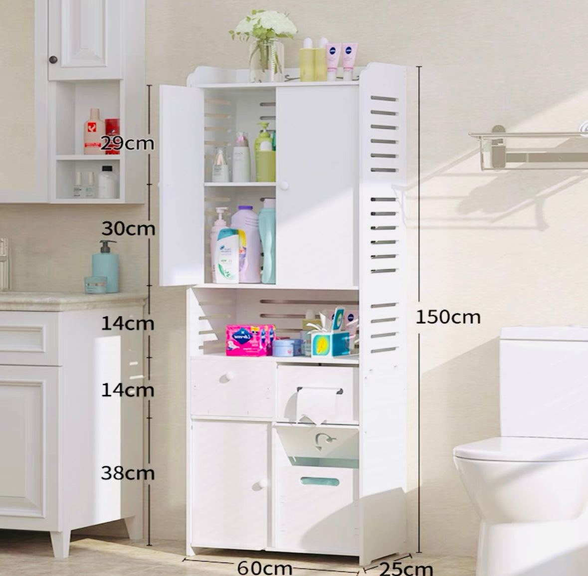 pvc Bathroom storage rack, bathroom storage rack, toilet storage cabinet, toilet side cabinet, bathroom storage cabinet, floor-standing waterproof