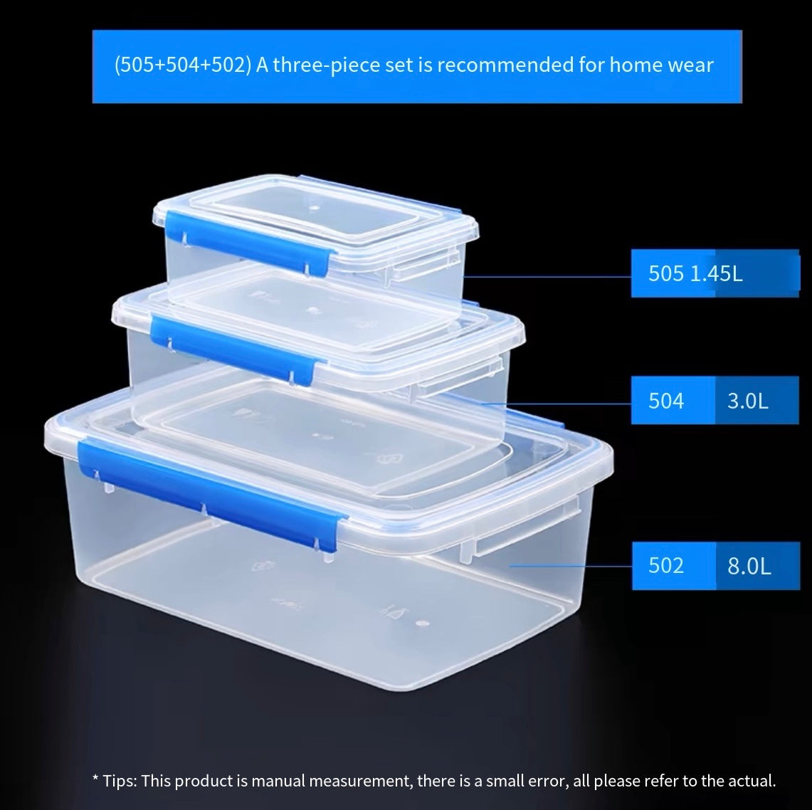 Double buckle fresh-keeping box rectangular with lid thickened and deepened refrigerator storage box sealed commercial restaurant plastic box