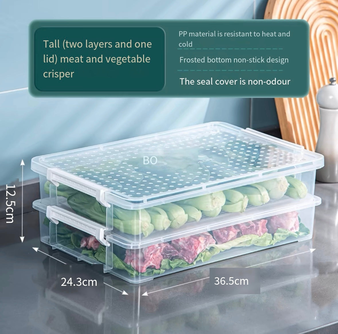 Refrigerator storage box meat preservation box vegetable frozen meat compartment box food grade food dumplings onion sorting artifact