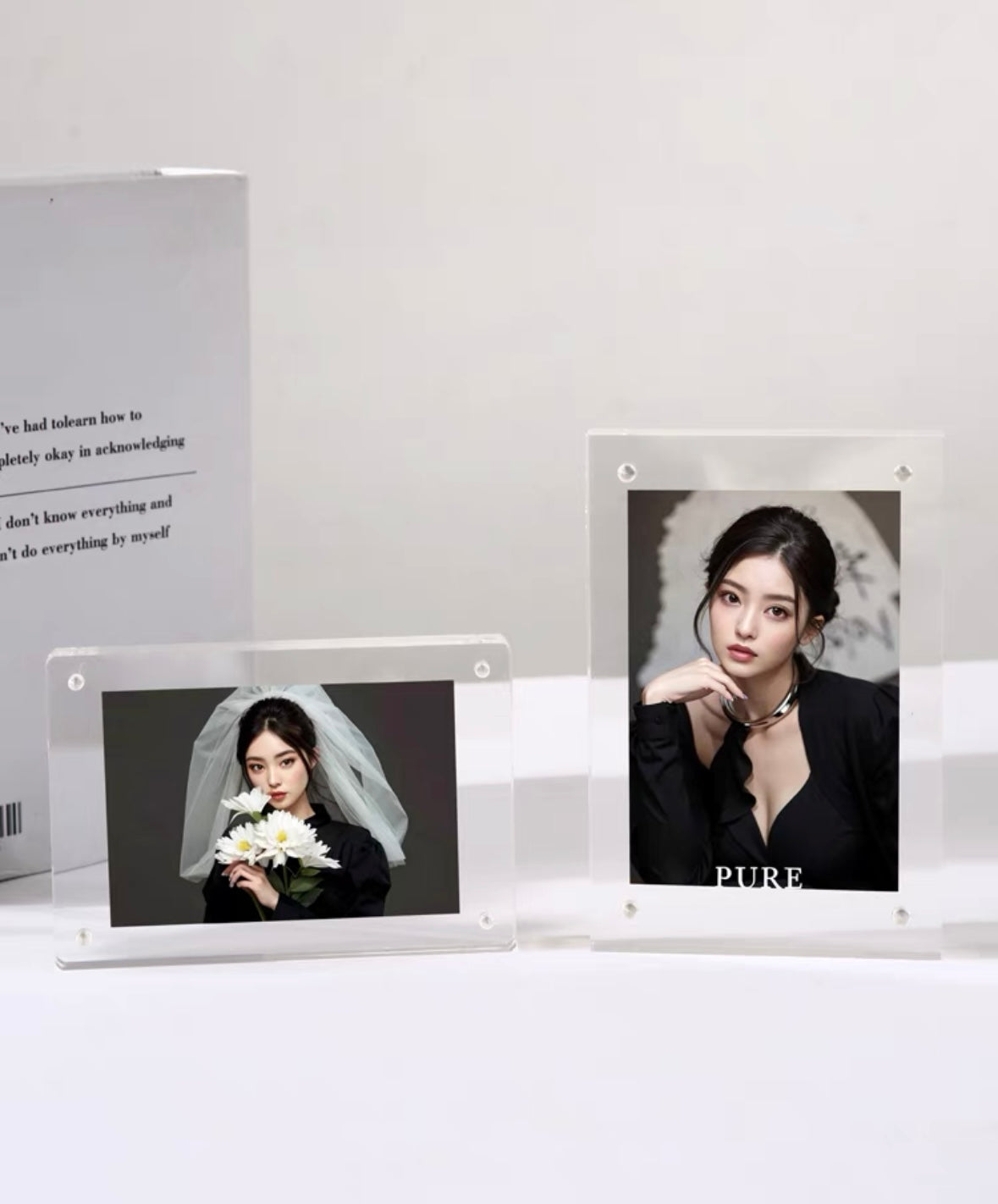 Acrylic double-sided transparent photo frame display table magnetic Polaroid crystal photo 5 6 7 inch 86 creative small ornaments