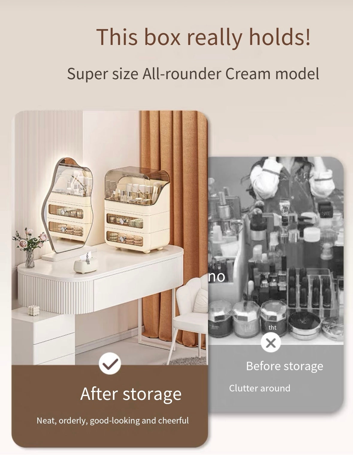 Cosmetic storage box dustproof large capacity desktop advanced light luxury storage box skin care dressing table new storage rack