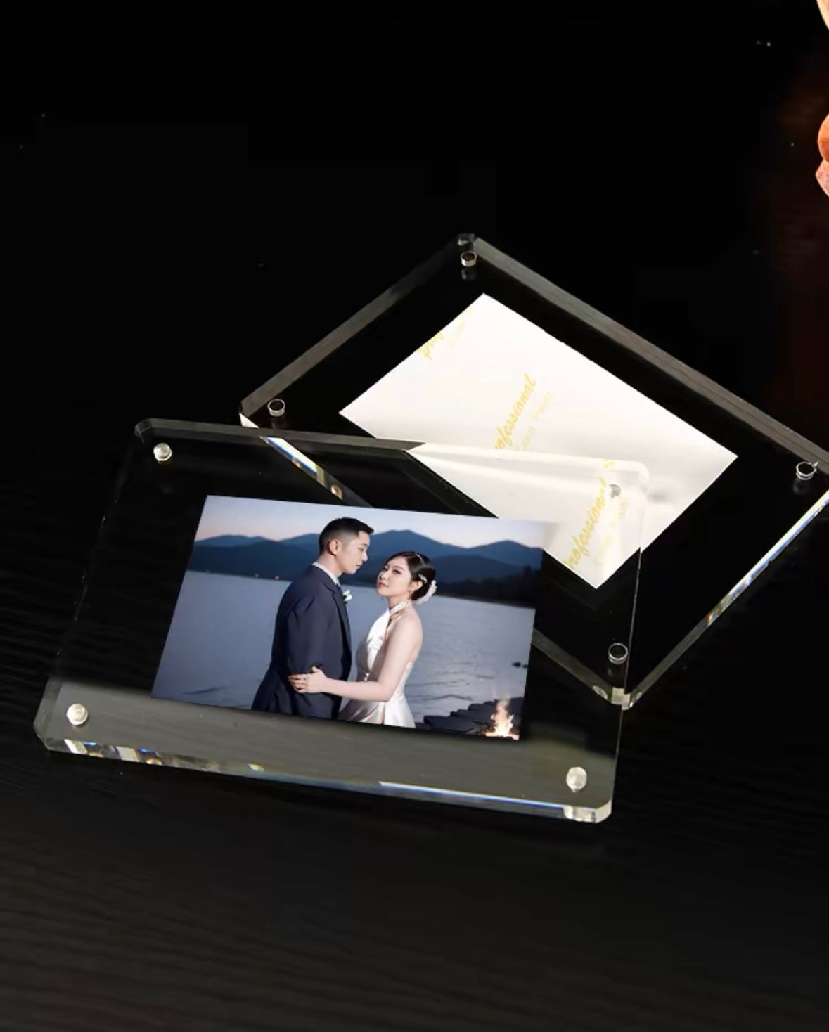 Acrylic photo frame stand double-sided crystal card simple magnet price tag 3 5 6 7 inch 8 transparent ornaments