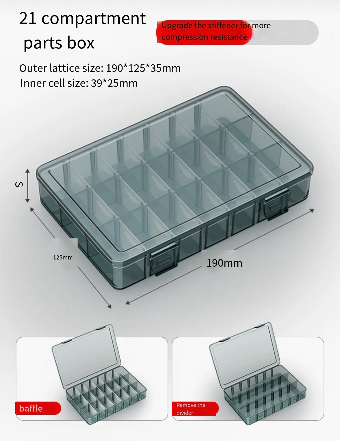 Parts box plastic storage screw box tool electronic component accessories thickened grid box storage grid electrician