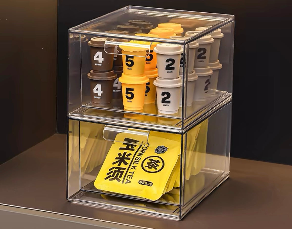 Tea bag storage box office tea room coffee snacks acrylic display stand desktop tea set tea storage box