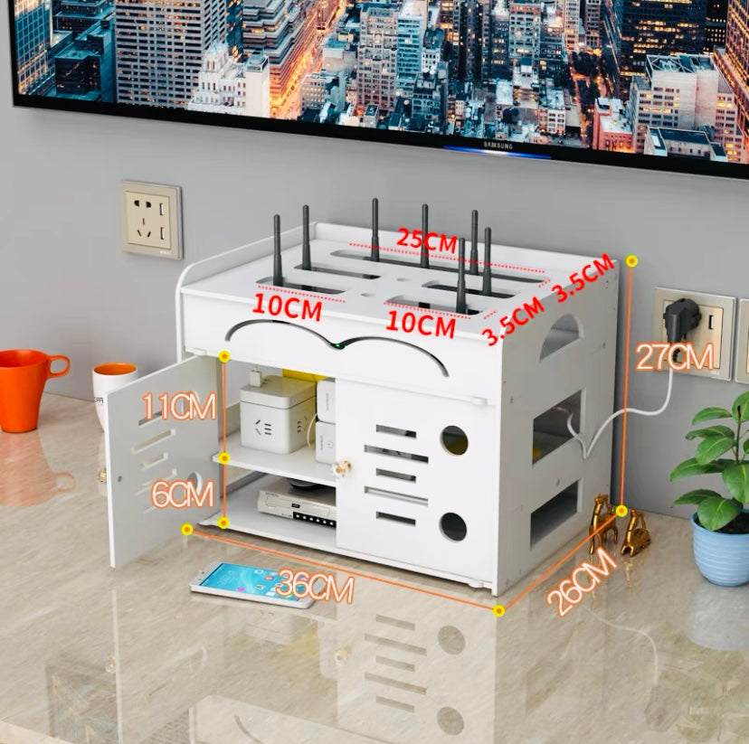 Router storage box, desktop wire plug shielding plate shielding box, living room wall-mounted storage box