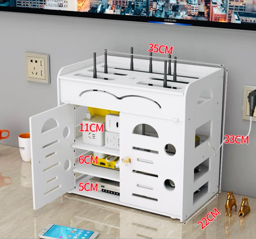 Router storage box, desktop wire plug shielding plate shielding box, living room wall-mounted storage box