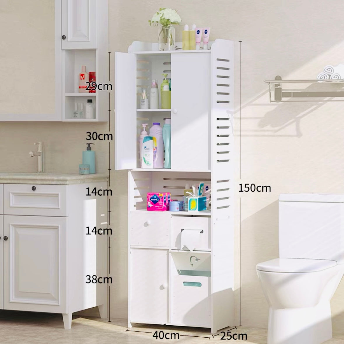 pvc Bathroom storage rack, bathroom storage rack, toilet storage cabinet, toilet side cabinet, bathroom storage cabinet, floor-standing waterproof