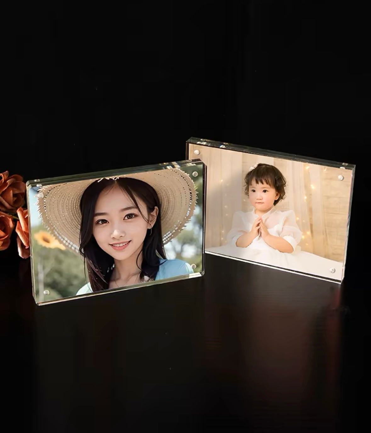 Acrylic photo frame stand double-sided crystal card simple magnet price tag 3 5 6 7 inch 8 transparent ornaments