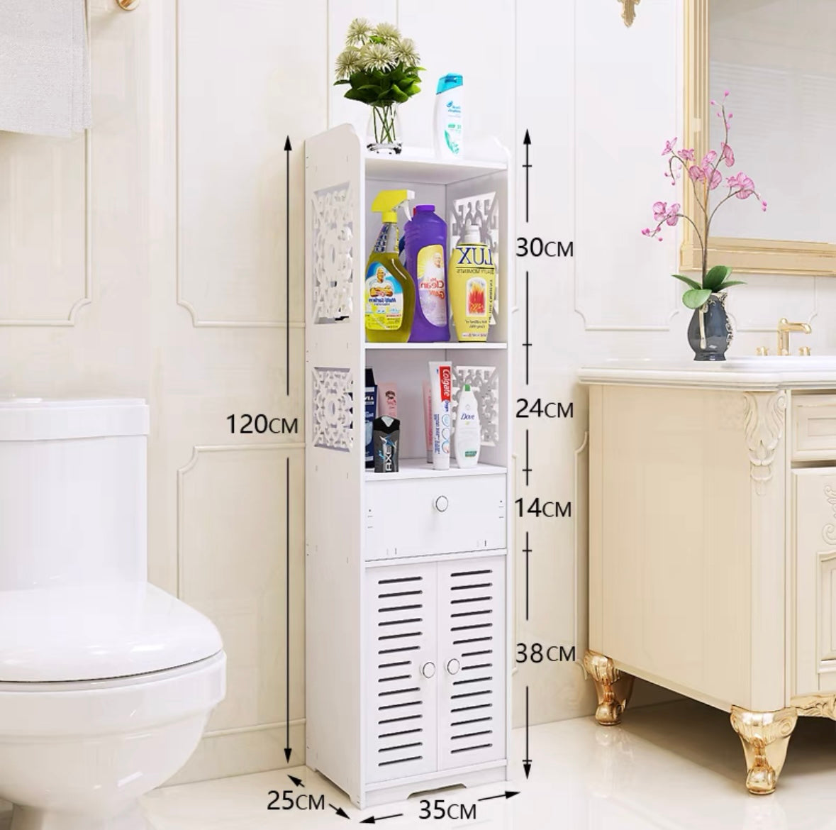 pvc Bathroom toilet storage rack floor-standing toilet toilet side cabinet bathroom storage storage rack washbasin rack waterproof