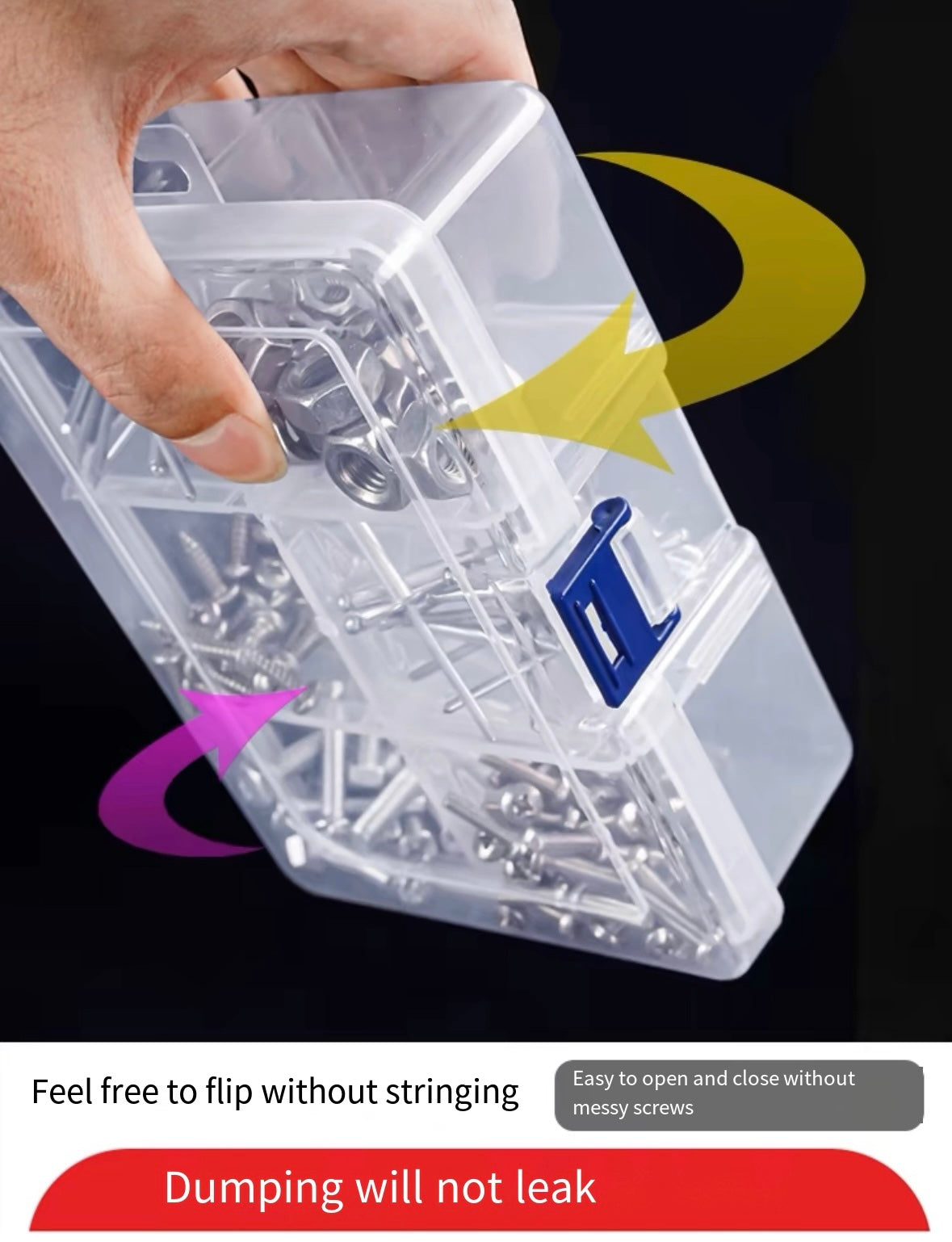 screw storage box plastic transparent classification grid tool electronic component sample box