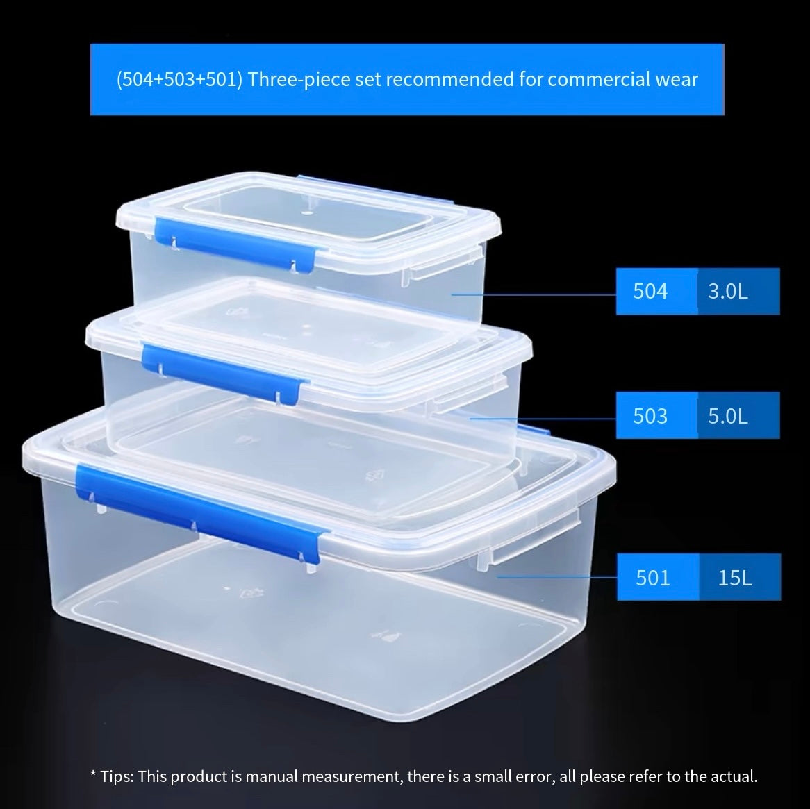 Double buckle fresh-keeping box rectangular with lid thickened and deepened refrigerator storage box sealed commercial restaurant plastic box