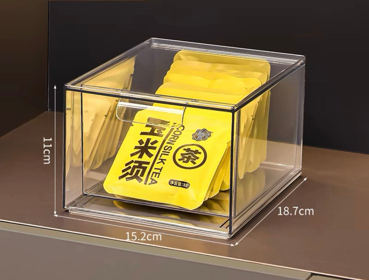 Tea bag storage box office tea room coffee snacks acrylic display stand desktop tea set tea storage box