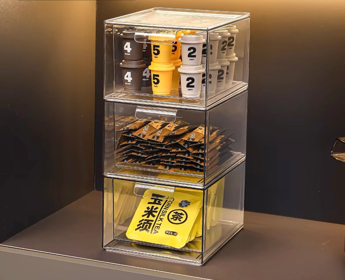 Tea bag storage box office tea room coffee snacks acrylic display stand desktop tea set tea storage box