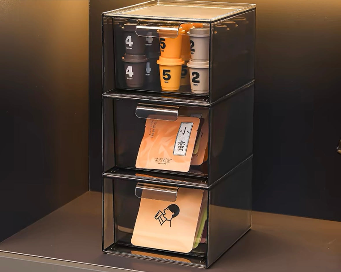 Tea bag storage box office tea room coffee snacks acrylic display stand desktop tea set tea storage box