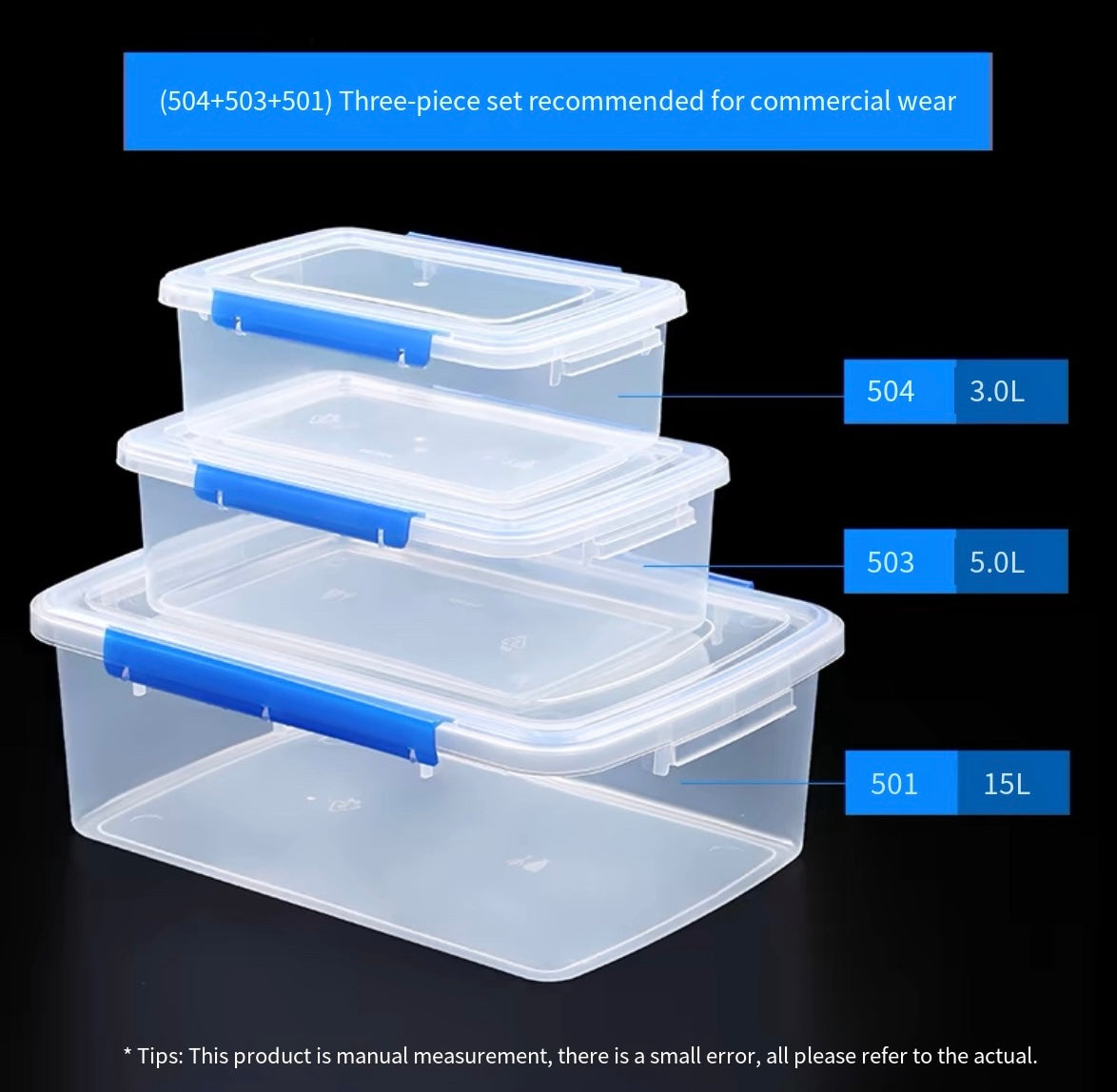 Double buckle fresh-keeping box rectangular with lid thickened and deepened refrigerator storage box sealed commercial restaurant plastic box